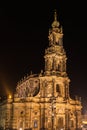 Night view of the Dresdene Hofkirche Dresden Cathedral of Dresden, Saxony, Germany Royalty Free Stock Photo